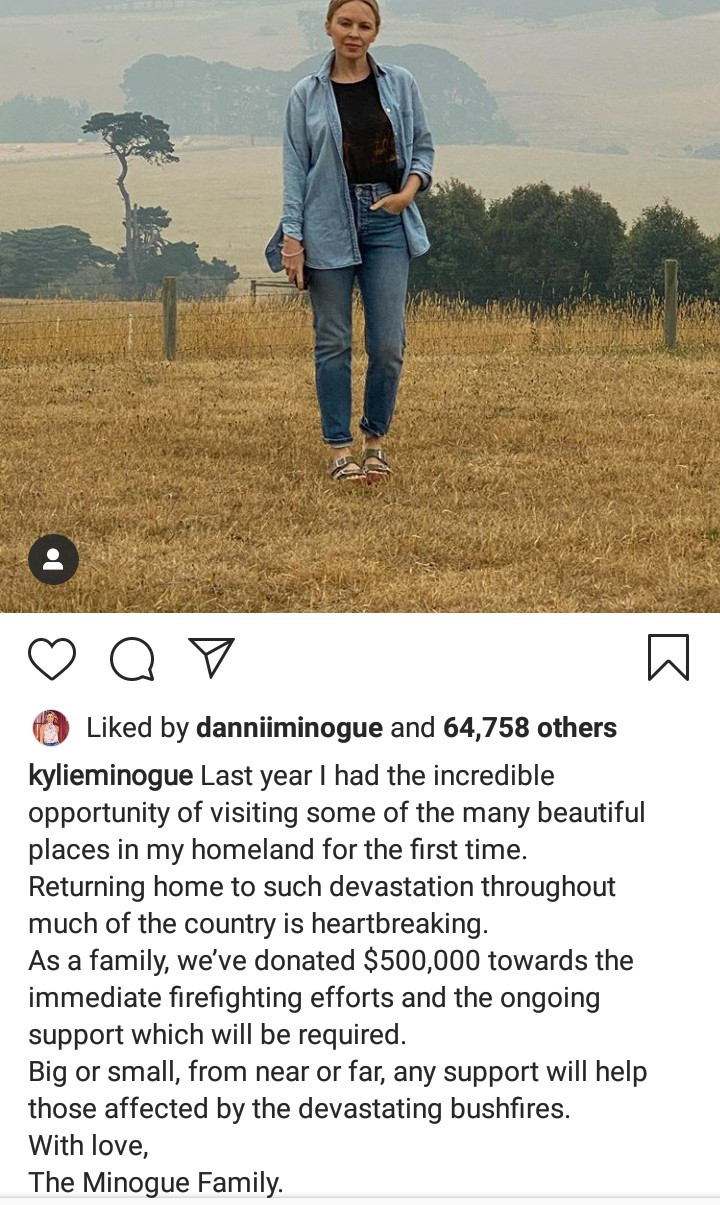 Kylie Minogue promises to donate $500,000 to help curb the Australia wildfires
