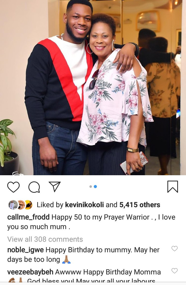 Frodd shows off his mum and showers her with love on her 50th birthday 