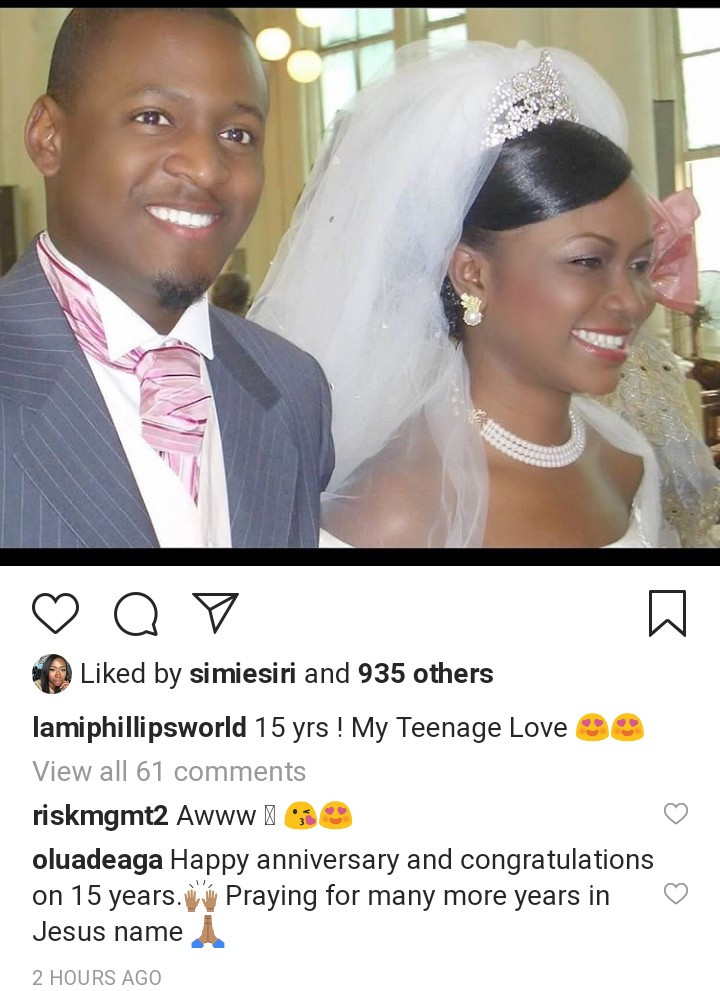Lami Phillips celebrates 15th wedding anniversary by sharing photo from her wedding day