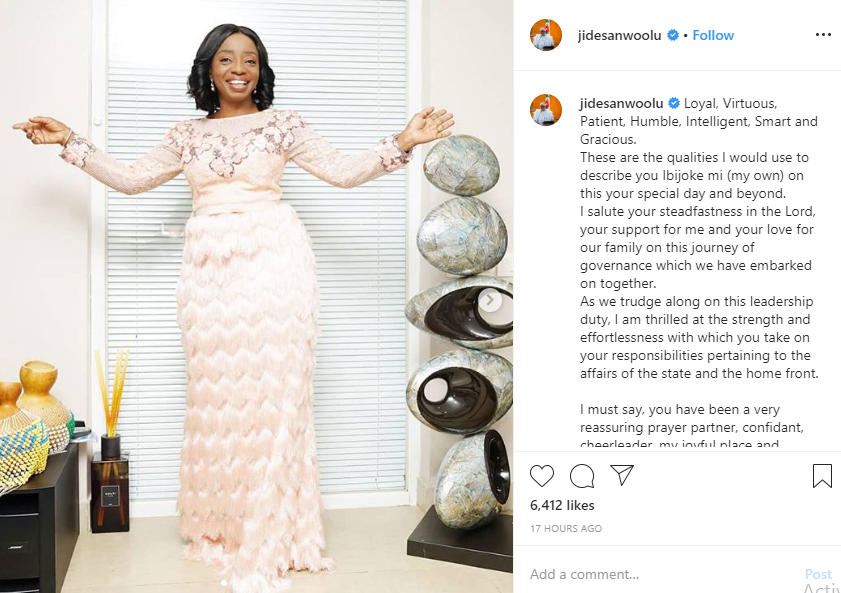 Governor Sanwo-Olu pens down romantic message to his wife on her birthday 