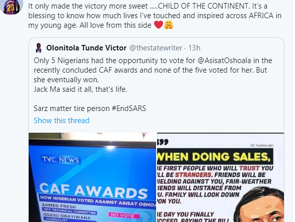 'It only made the victory more sweet '- Super Falcon star, Asisat Oshoala reacts after Nigerian officials didn't vote for her to win the CAF Award