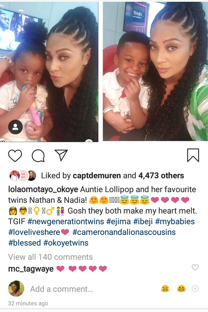 Lola Omotayo shows love to Anita Okoye's twins