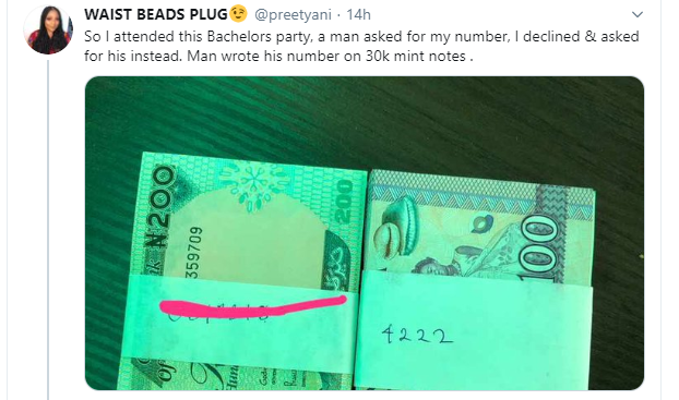 Narration of a Twitter Story: A Nigerian lady’s encounter with a man who gave her his number on N30k mint notes