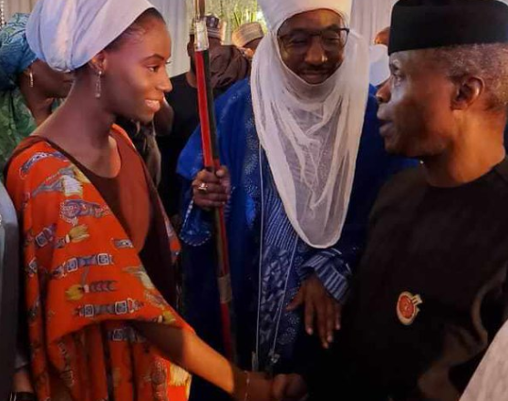Photo of Emir of Kano's daughter shaking hand with VP Yemi Osinbajo sparks debate on ''Arewa Twitter''