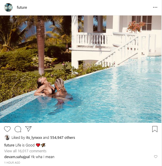 "Life is Good" Future says as he shares new photo with Lori Harvey in pool