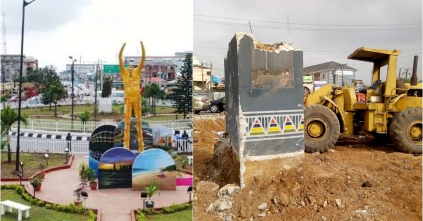 The Lagos State Government Pulls Down Fela’s Statue at Allen Avenue (see photos)