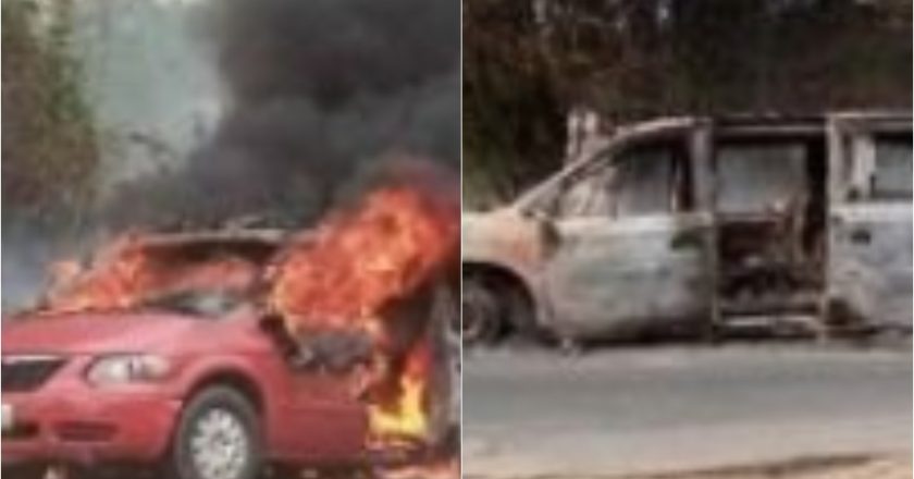 Ambulance conveying corpse of Catholic Priest's mother gutted by fire (photos)