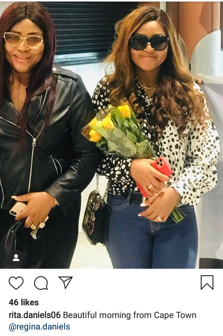 Living the good life! Rita Daniels updates her followers as she arrives Cape Town in style with daughter Regina Daniels