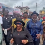 Supporters of Pro-Wike Stage Protest in Rivers State Despite Police Order