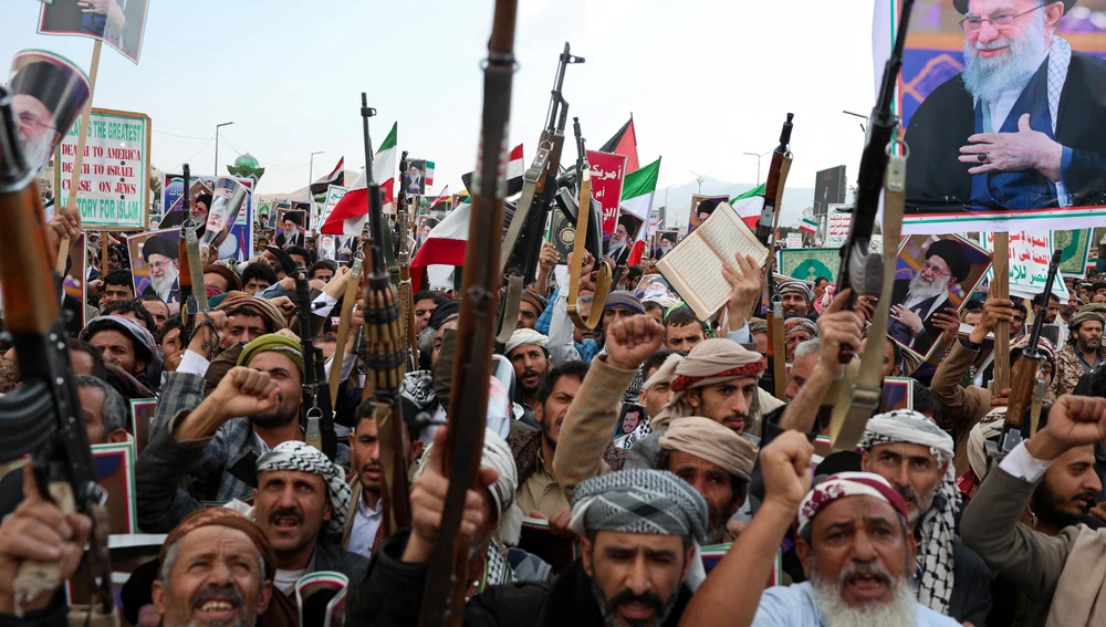 Protestants in the streets of Sanaa