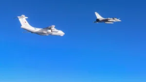 Finnish and Swedish fighters intercept a squadron of Russian aircraft over the Baltic Sea