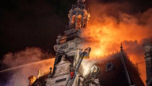 The shocking images of the Limoges City Hall destroyed by a fire that was started by protesters in France